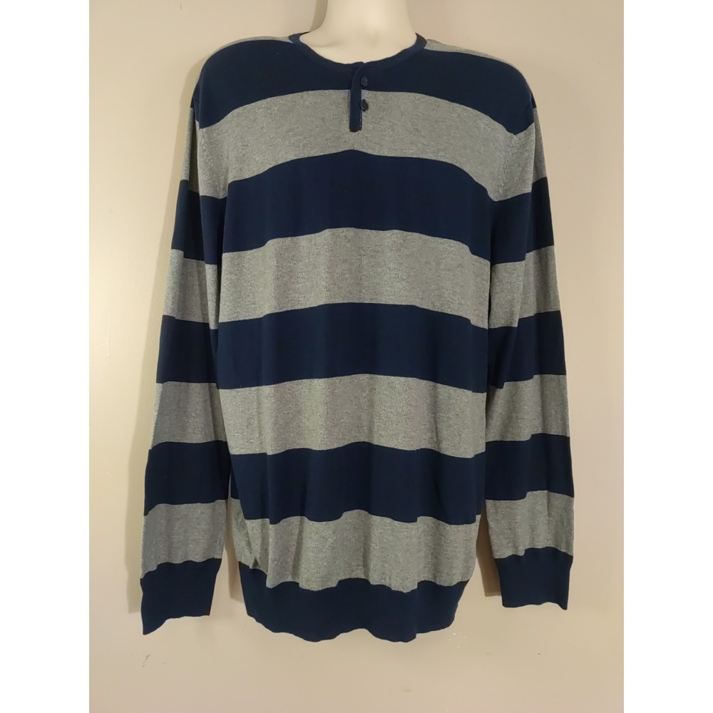 Old Navy‎ Blue Gray Stripe Pullover Casual  Long sleeve Sweater Size Xl